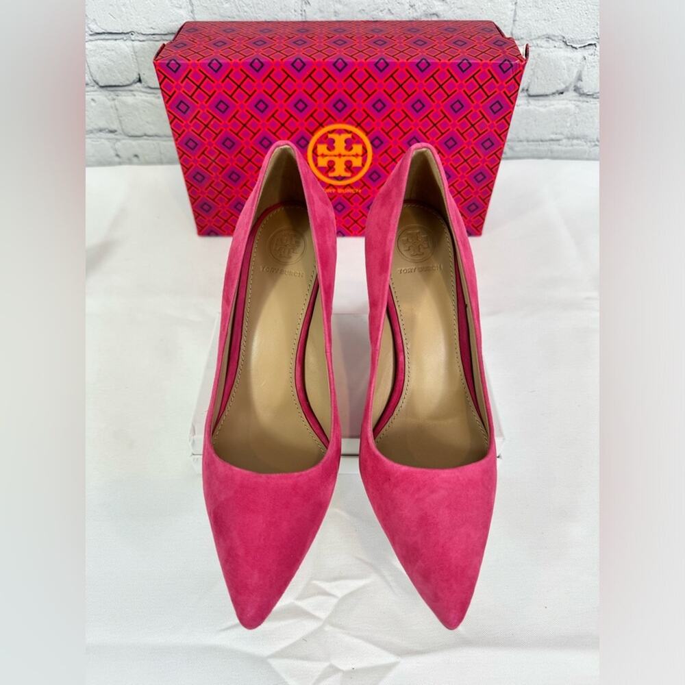 #TORY BURCH Elana 85mm Pump Kid Suede Pink Size 7.5